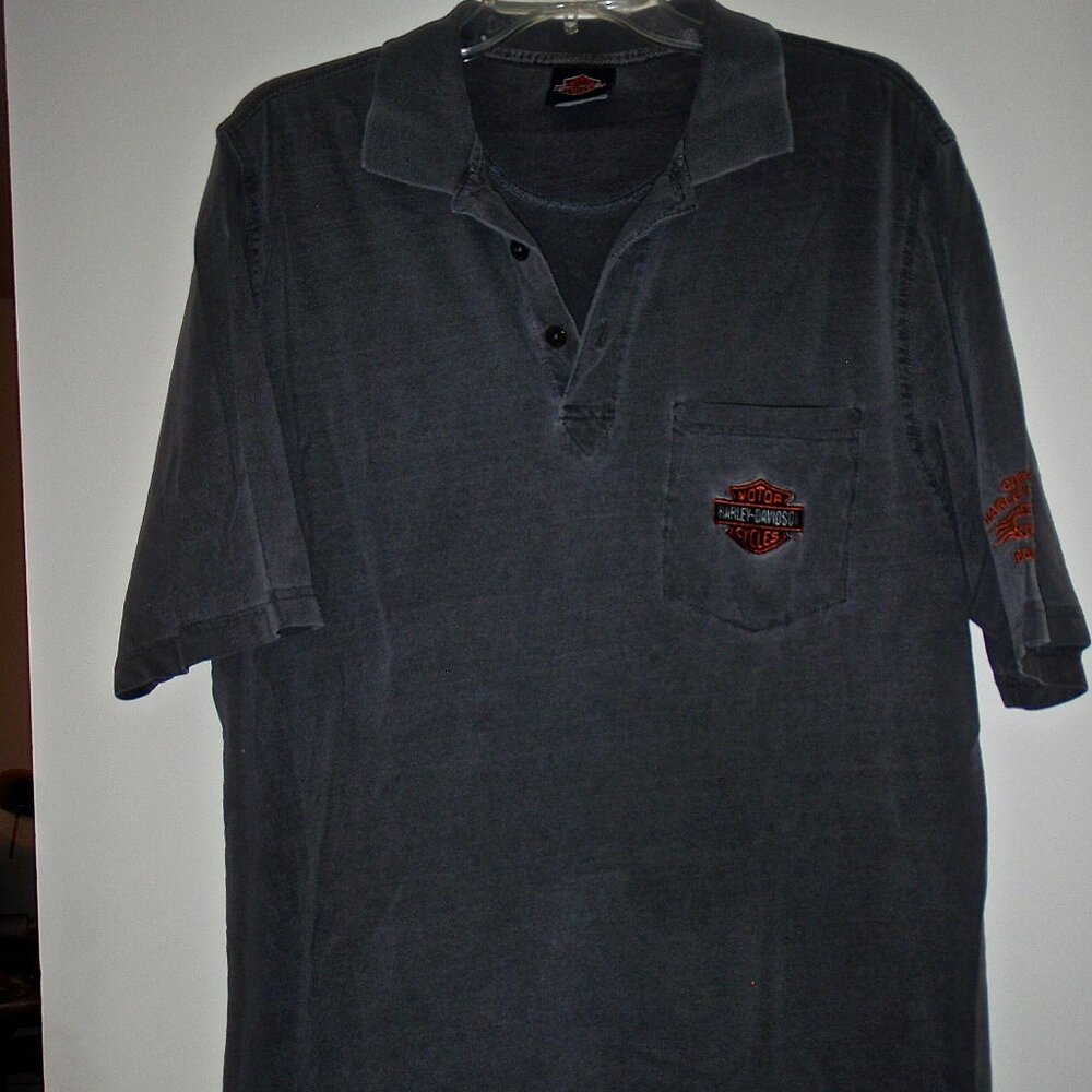 HARLEY-DAVIDSON MEN'S CAPE COD BOURNE, MA GREY SHORT SLEEVED POLO SHIRT SIZE XL